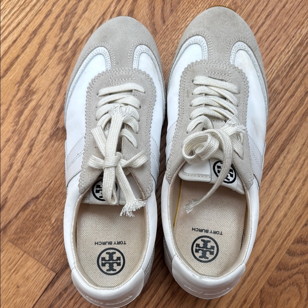 Tory Burch Cream and White Hank Sneakers Size 8